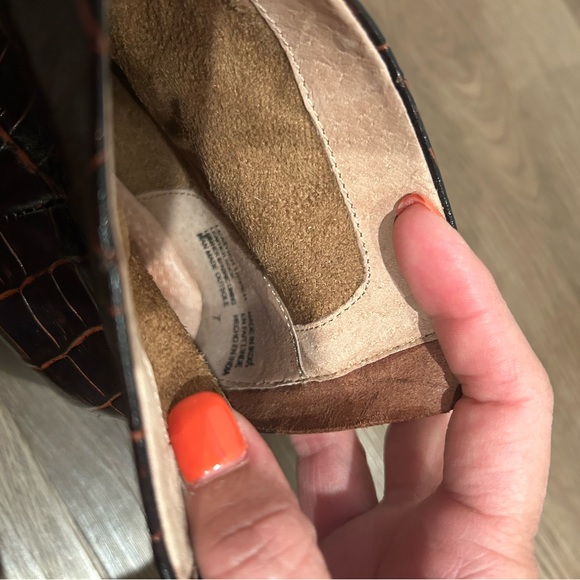 Anthropologie Seychelles Floodplain Booties Brown Ankle Boots Crocodile Size 7 - Picture 9 of 13